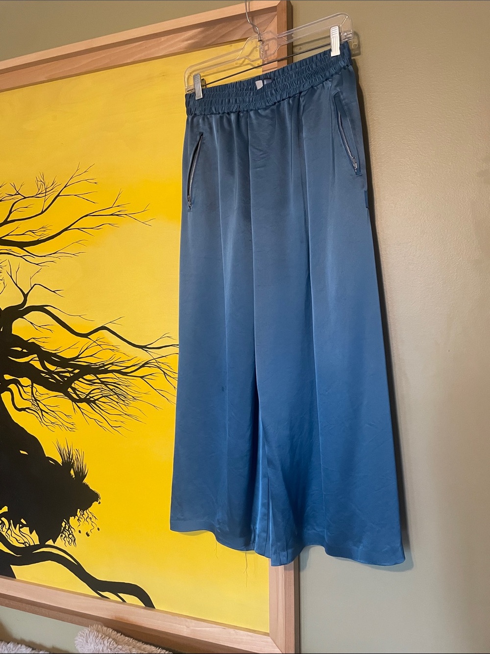 Y-3 Beautiful Blue Satin Wide-Leg Pull-On Pants